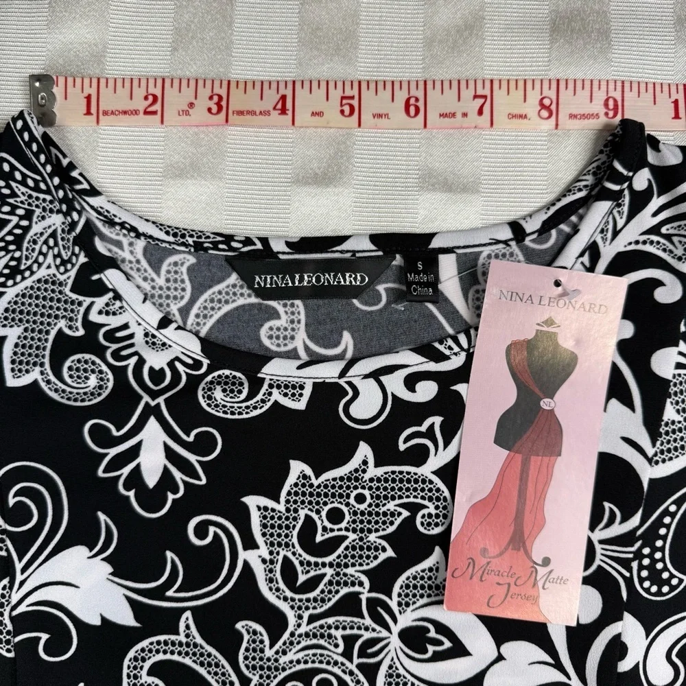 NWT Nina Leonard Miracle Matte Jersey Maxi-dress Sz Small Floral Scroll - Picture 6 of 12